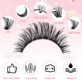 Boahankuke wispy style B lash clusters for evening glamour and depth.