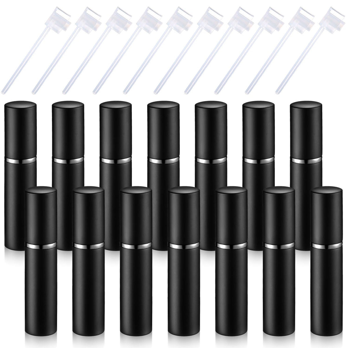 Boao 14-piece matte black atomizers for on-the-go fragrance collection.