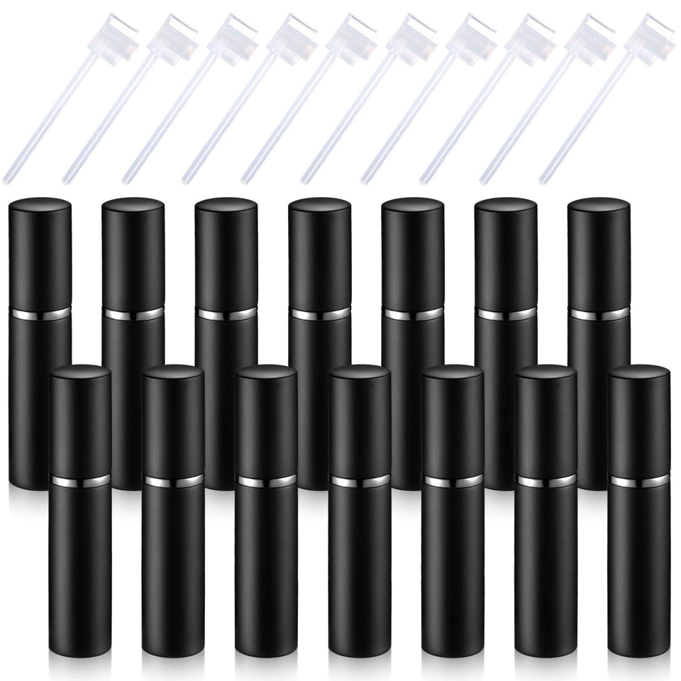 Boao 14-piece matte black atomizers for on-the-go fragrance collection.