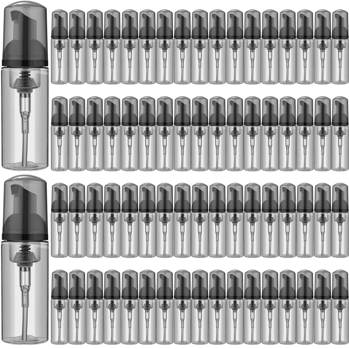 Boao 70-piece foam dispenser bottles with pumps, ideal for travel-sized cosmetics.