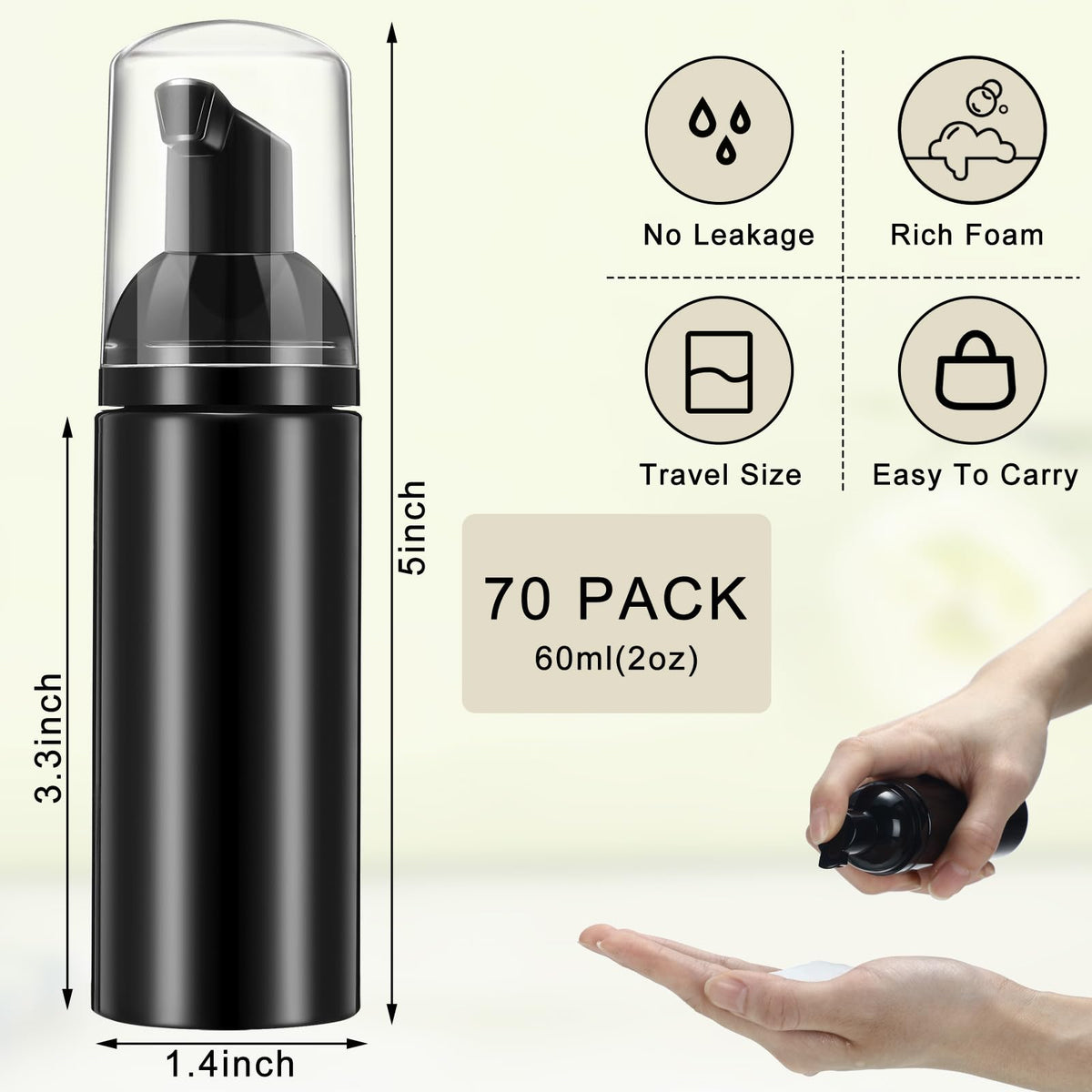 Close-up of Boao foam pump showing leakproof design.