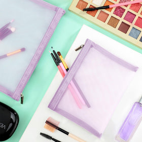 Boao mesh cosmetic bags in various sizes for brushes and daily essentials.