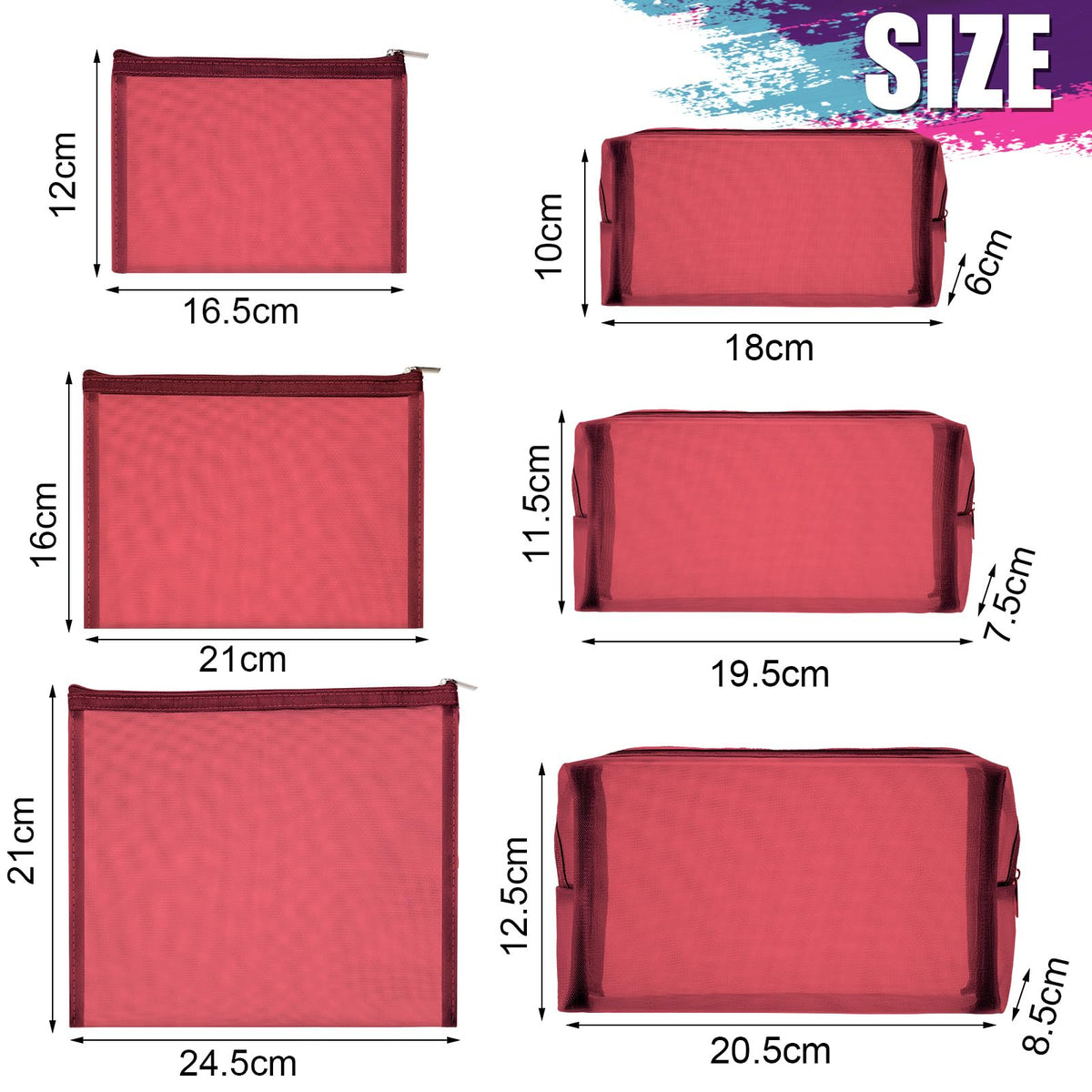 Boao mesh cosmetic pouch with zipper closure for quick access