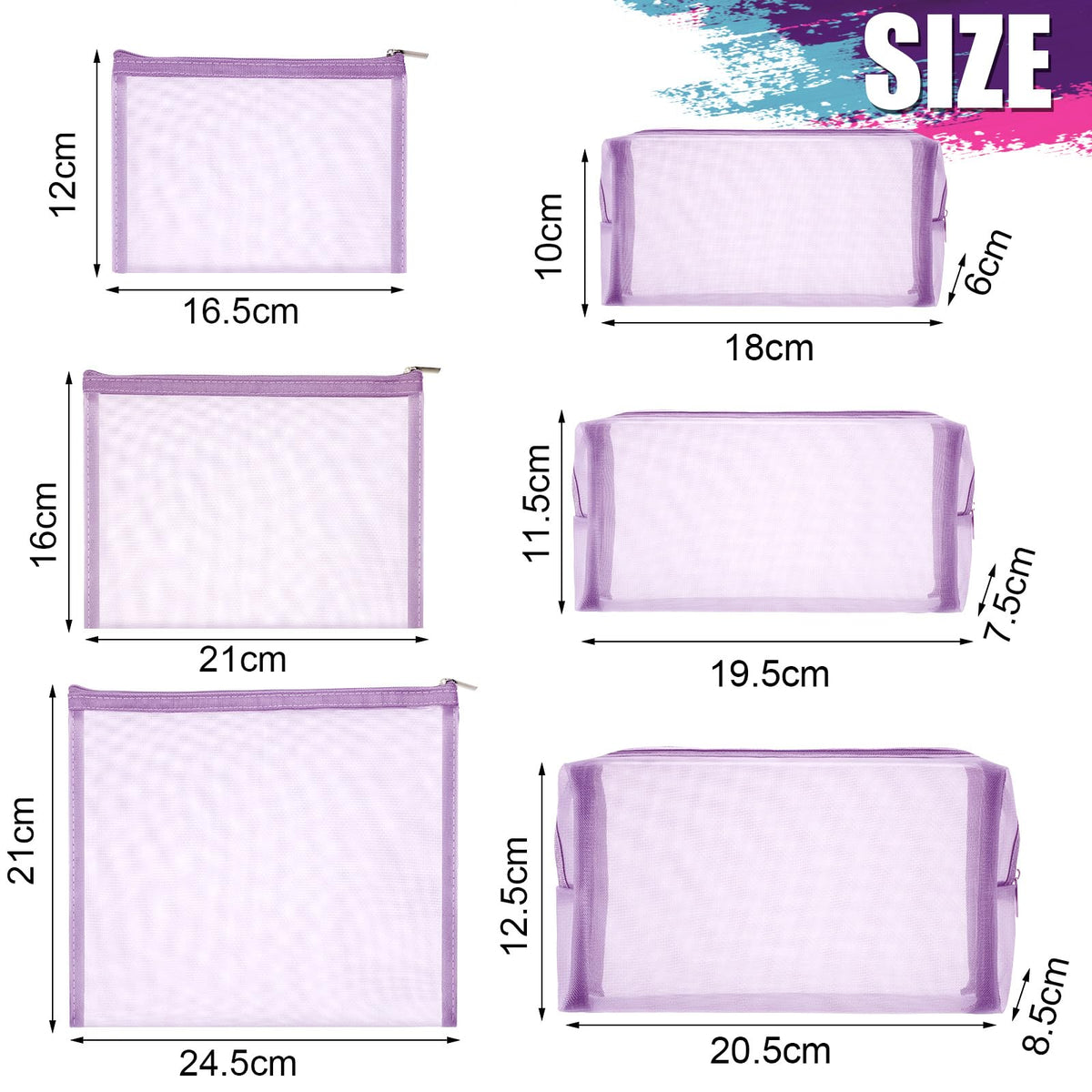 Boao mesh makeup bags with zipper closure, secure storage for cosmetics.