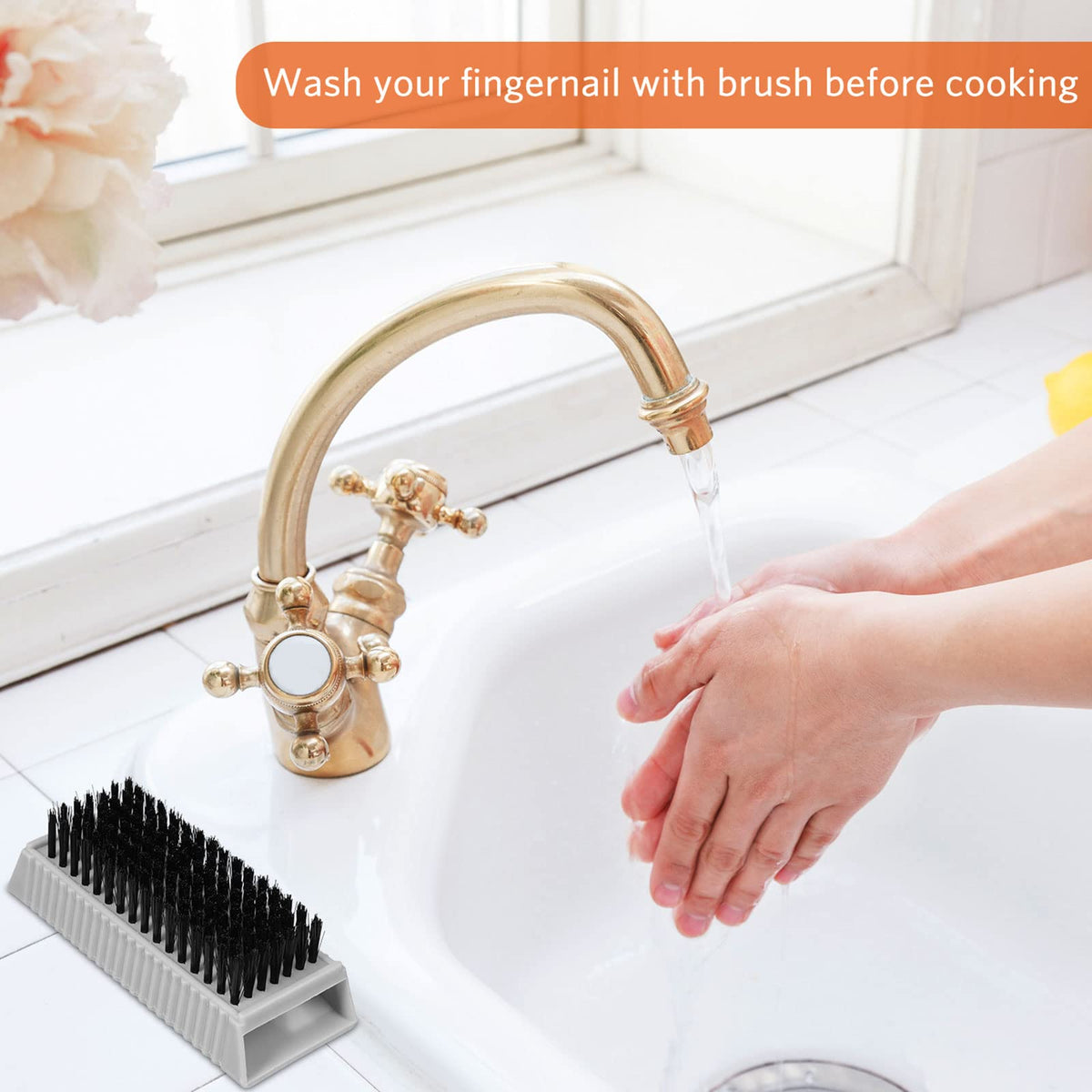 Boao nail brush close-up with soft bristles for gentle dirt removal.