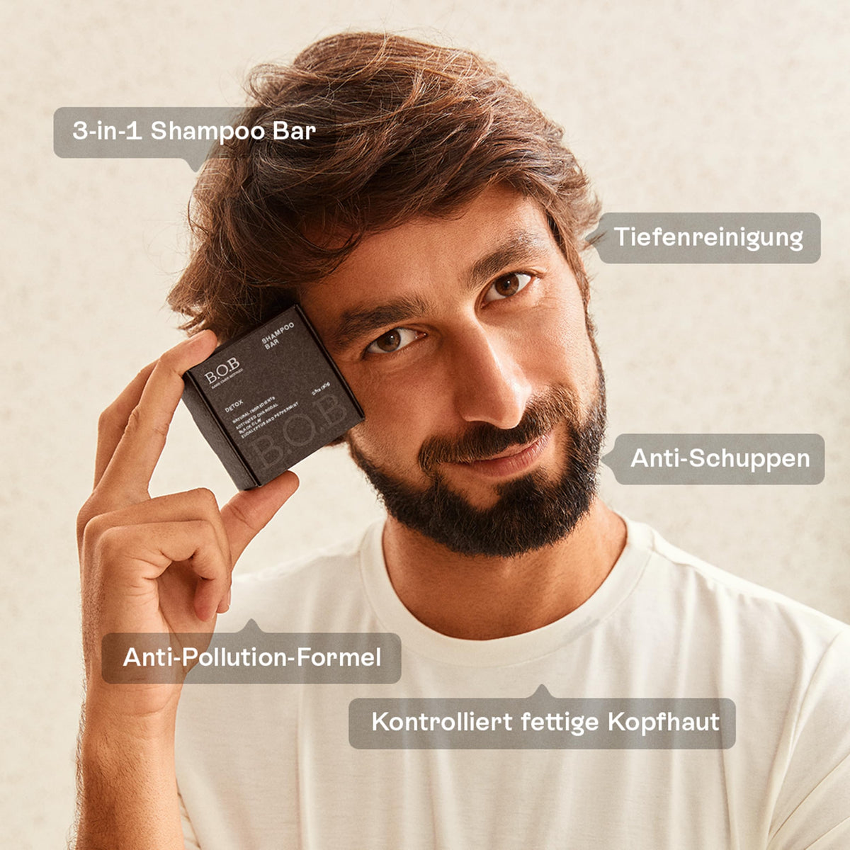 B.O.B Bars Over Bottles detox shampoo bar packaging highlights eco-friendly care.