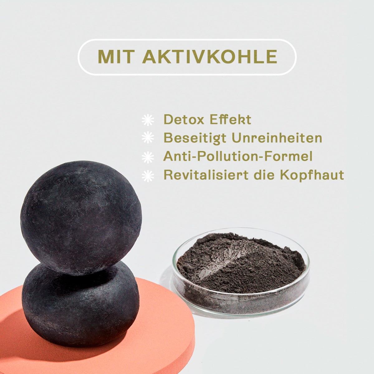 Detox solid shampoo bar lather demonstrates plant-based cleansing action.