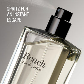 Bobbi Brown Beach scene evokes carefree coastal mood and versatile fragrance use.