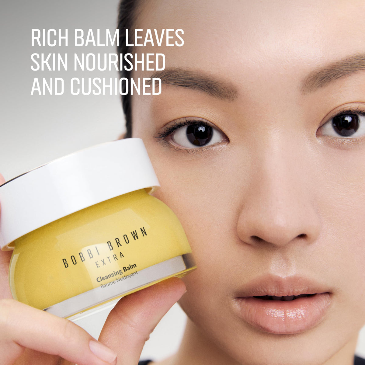 Bobbi Brown Extra Cleansing Balm eye and lip makeup melt closeup.