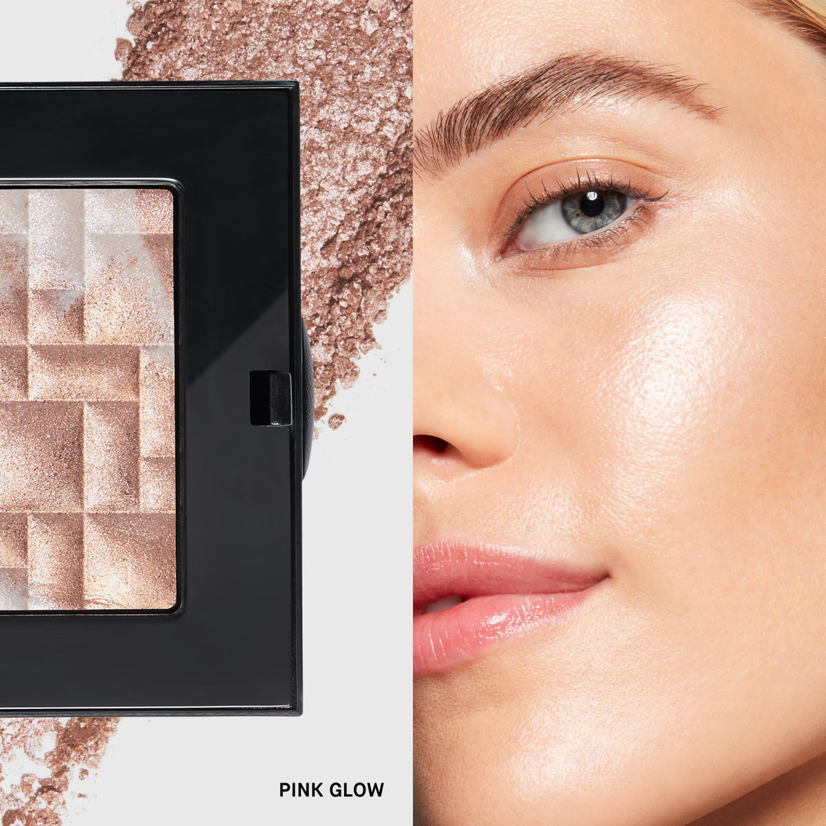 Bobbi Brown Highlighting Powder cushiony texture glow on face.