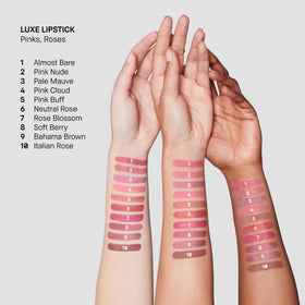 Bobbi Brown Luxe Lipstick neutral-toned shade range flatters many complexions.