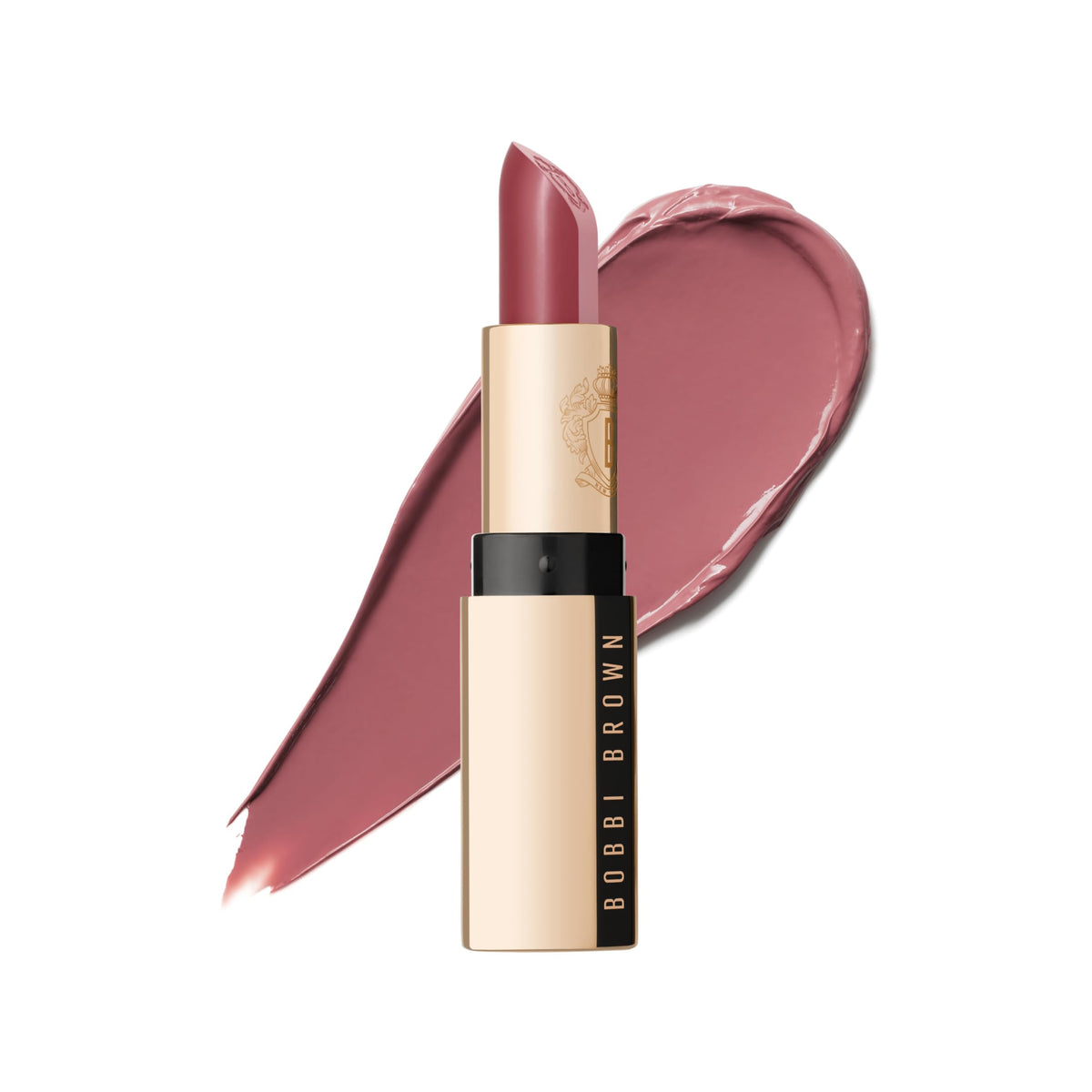 Bobbi Brown Luxe Lipstick Sandwash Pink packshot shows moisturizing formula.