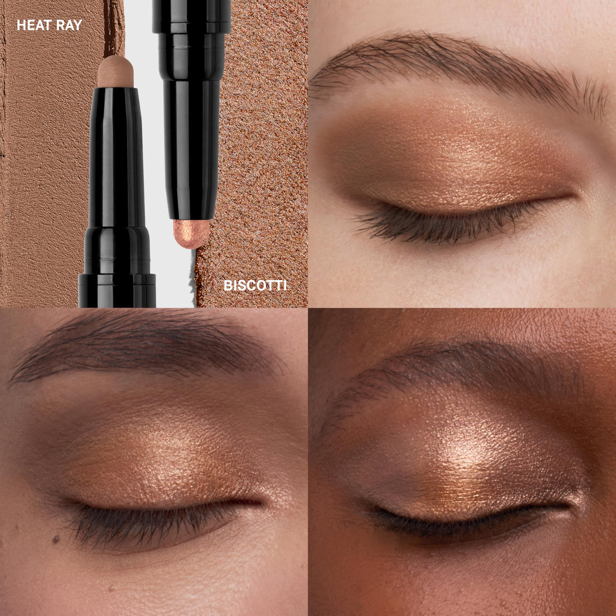 Bobbi Brown matte shade applied on lid for smooth, buildable definition.