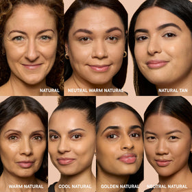 Bobbi Brown Weightless Skin Foundation illustrating oil-control effect on shine throughout the day.