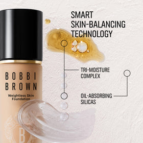 Bobbi Brown Weightless Skin Foundation SPF 15 packaging on display.