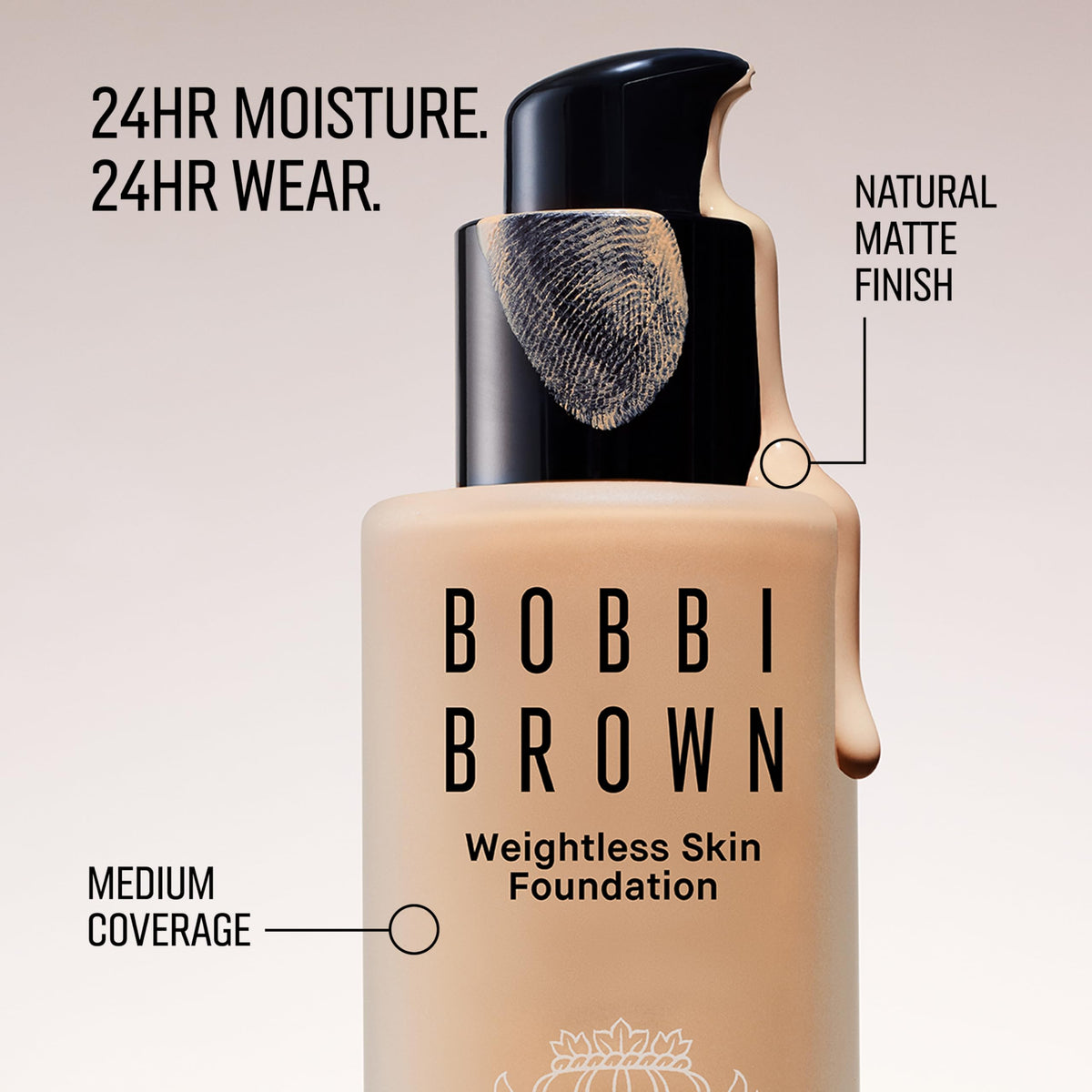 Bobbi Brown Weightless Skin Foundation SPF 15 creamy texture swirl showing blendable formula.