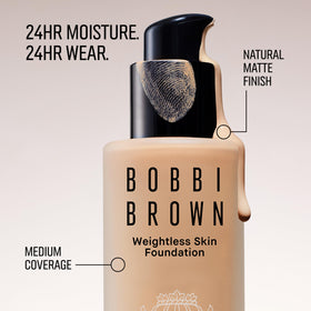 Bobbi Brown Weightless Skin Foundation swatches in beige show true-to-skin shade