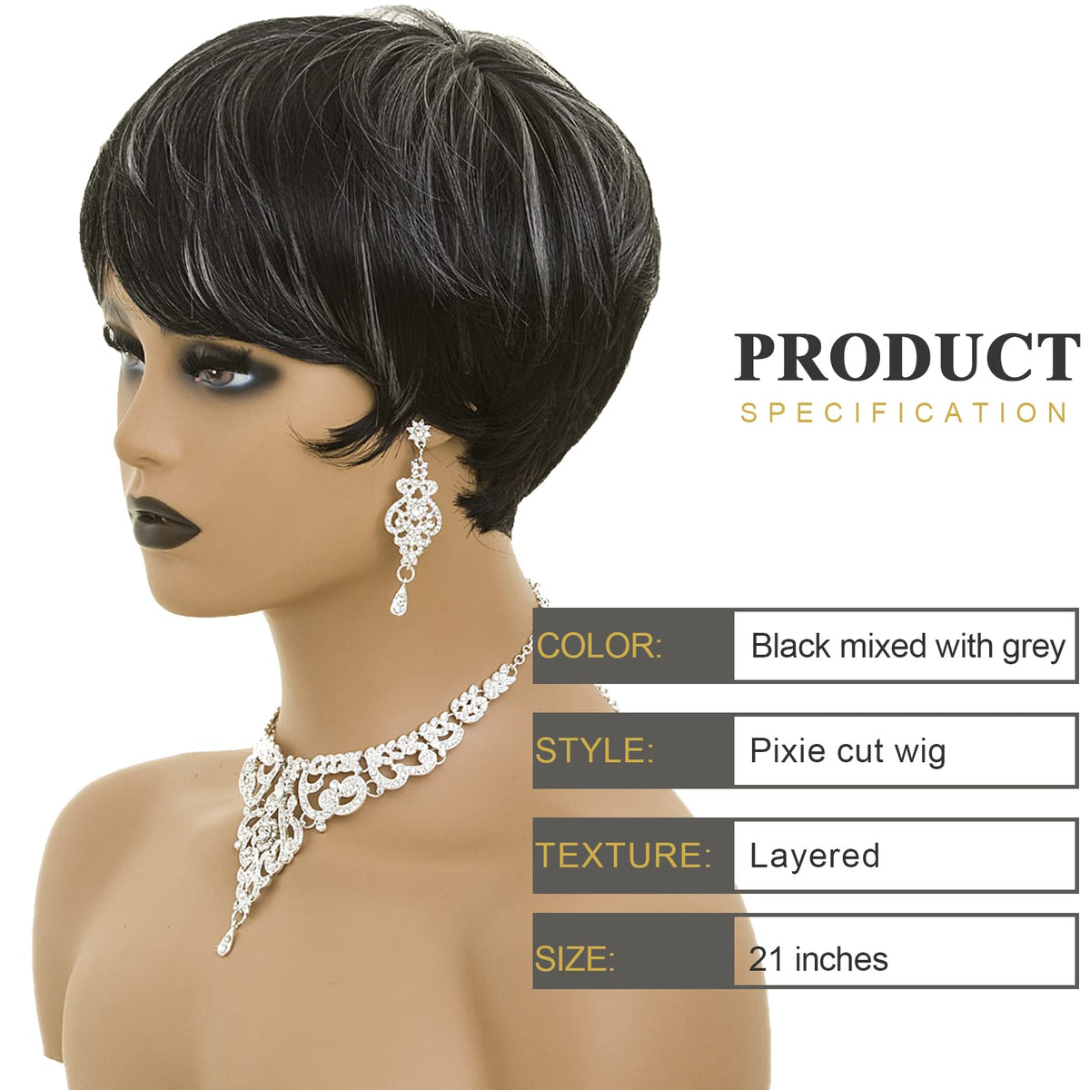 BOBCOO Pixie Cut Wig side view shows smooth, manageable texture.