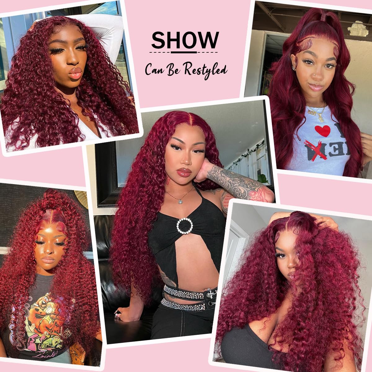 Bobili red wine 99j human hair wig for glamorous looks