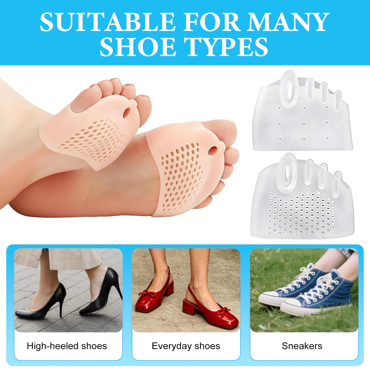 Bocello toe separators secure fit to prevent shifting during movement and wear.