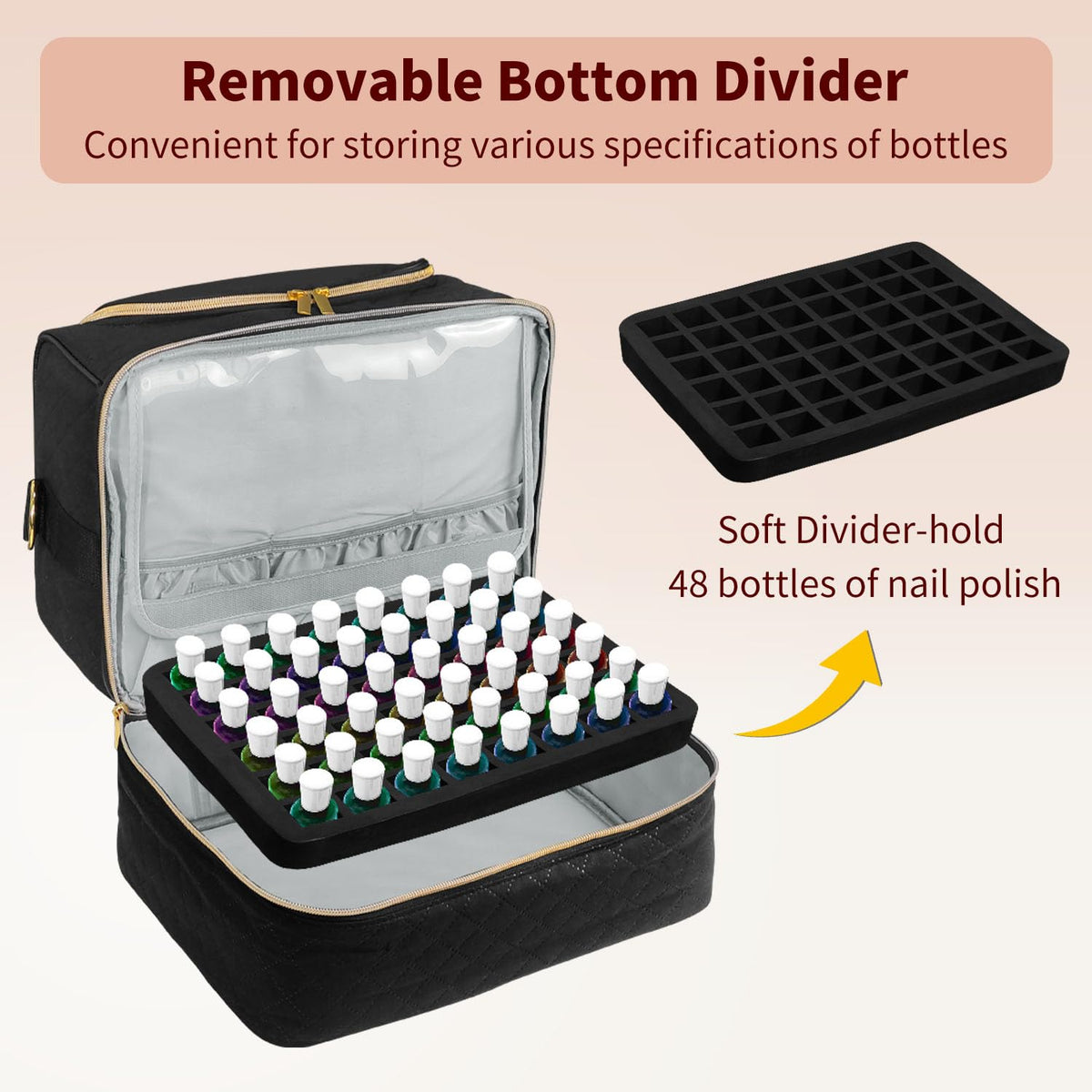 Boczif removable soft divider enables flexible interior arrangements for nails.