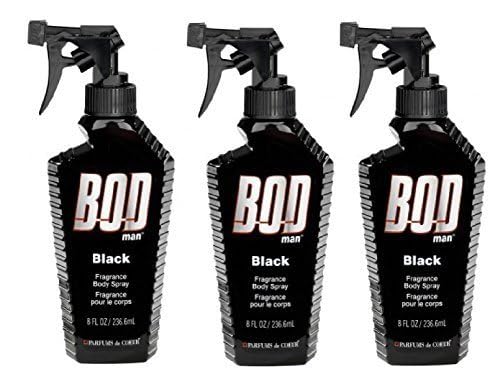 Bod Man Black body spray pack3 display shows three bottles for everyday use.