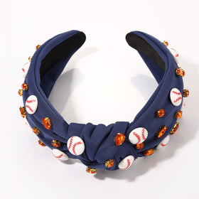 boderier baseball headband top knot detail navy enhances secure all-day wear