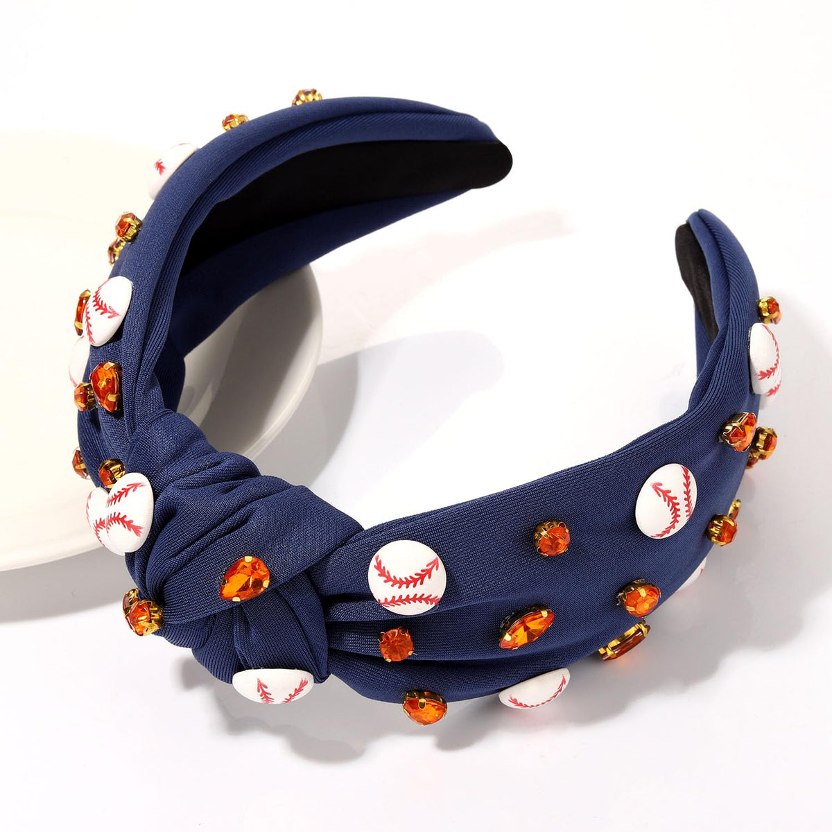 boderier soft breathable fabric headband in navy for comfort