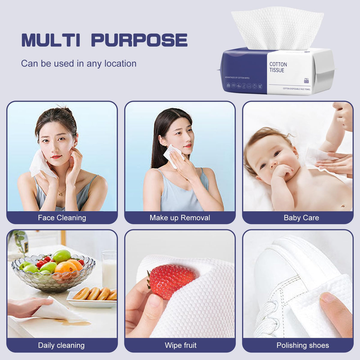 BODFPPC Cotton tissue for baby care, skincare, and household use.