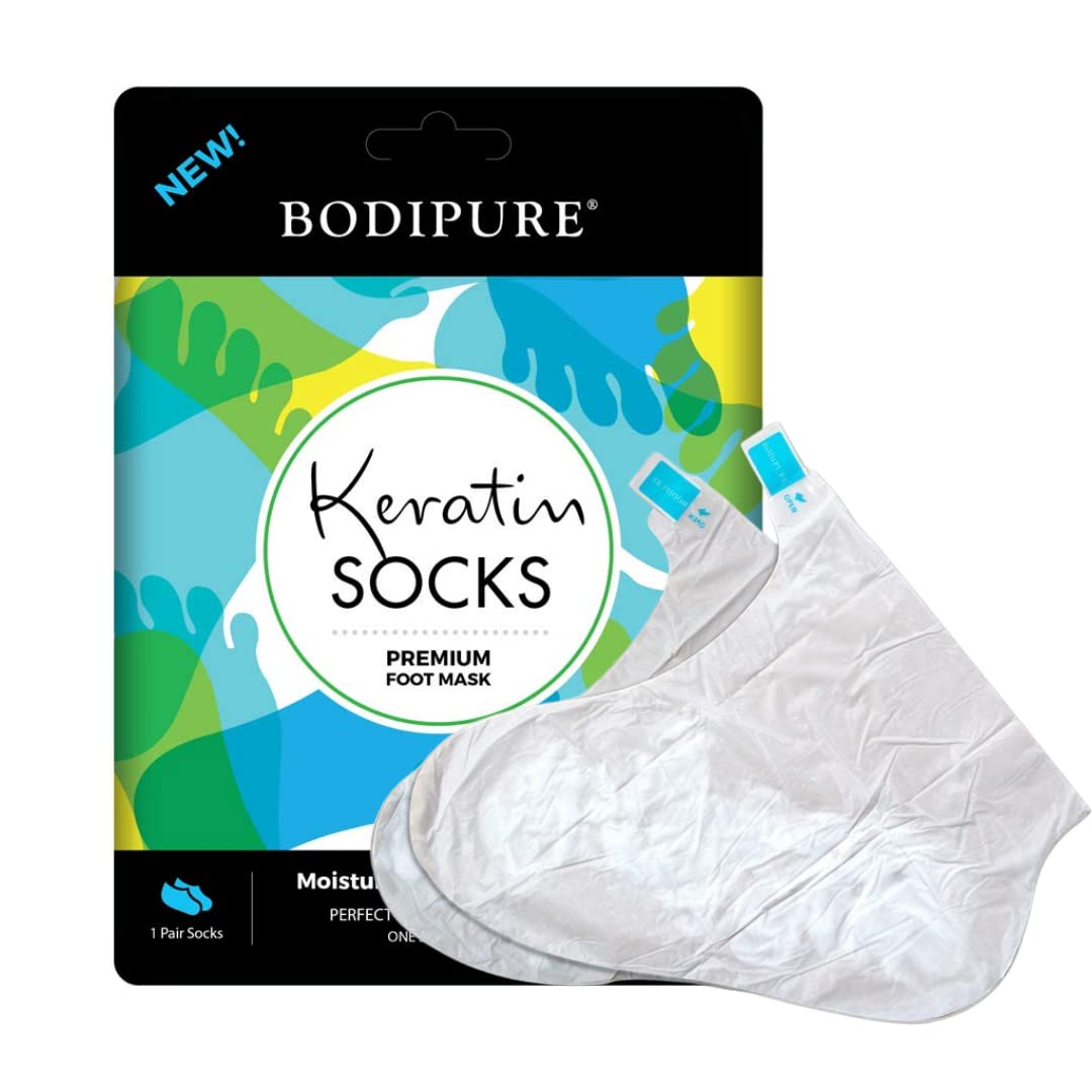 Bodipure foot mask socks slip-on scene for easy 20-minute pampering.