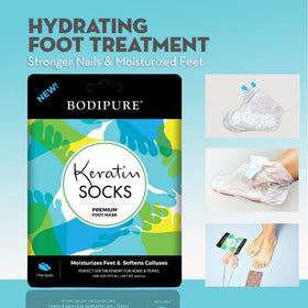 Bodipure foot mask socks ready for a 20-minute spa-at-home routine.