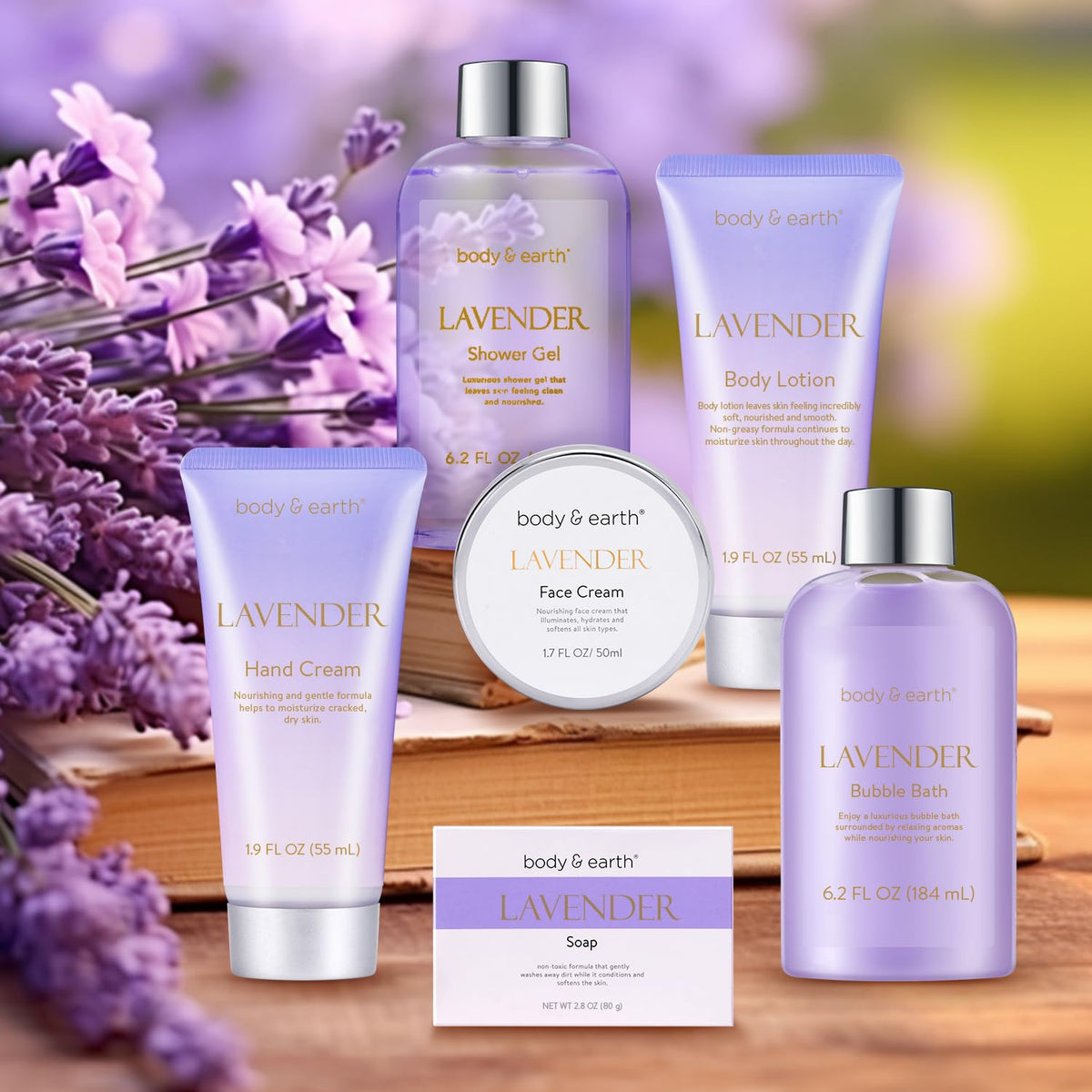 Body & Earth lavender shower gel for refreshing cleansing.