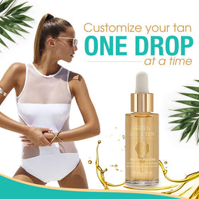 Body Drench Quick Tan Drops applied to the face for natural-looking bronze