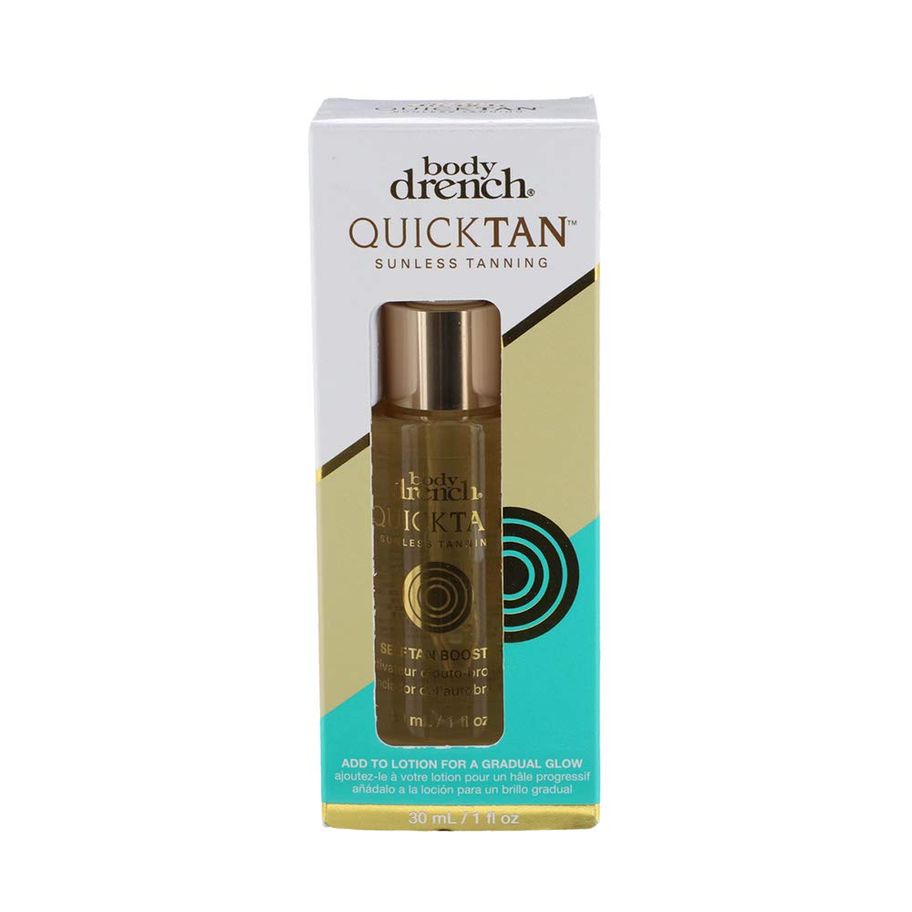Body Drench Quick Tan Drops mixed with lotion for gradual sunless glow