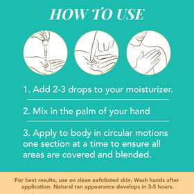Body Drench Quick Tan Drops massaged onto skin for an even, gradual glow