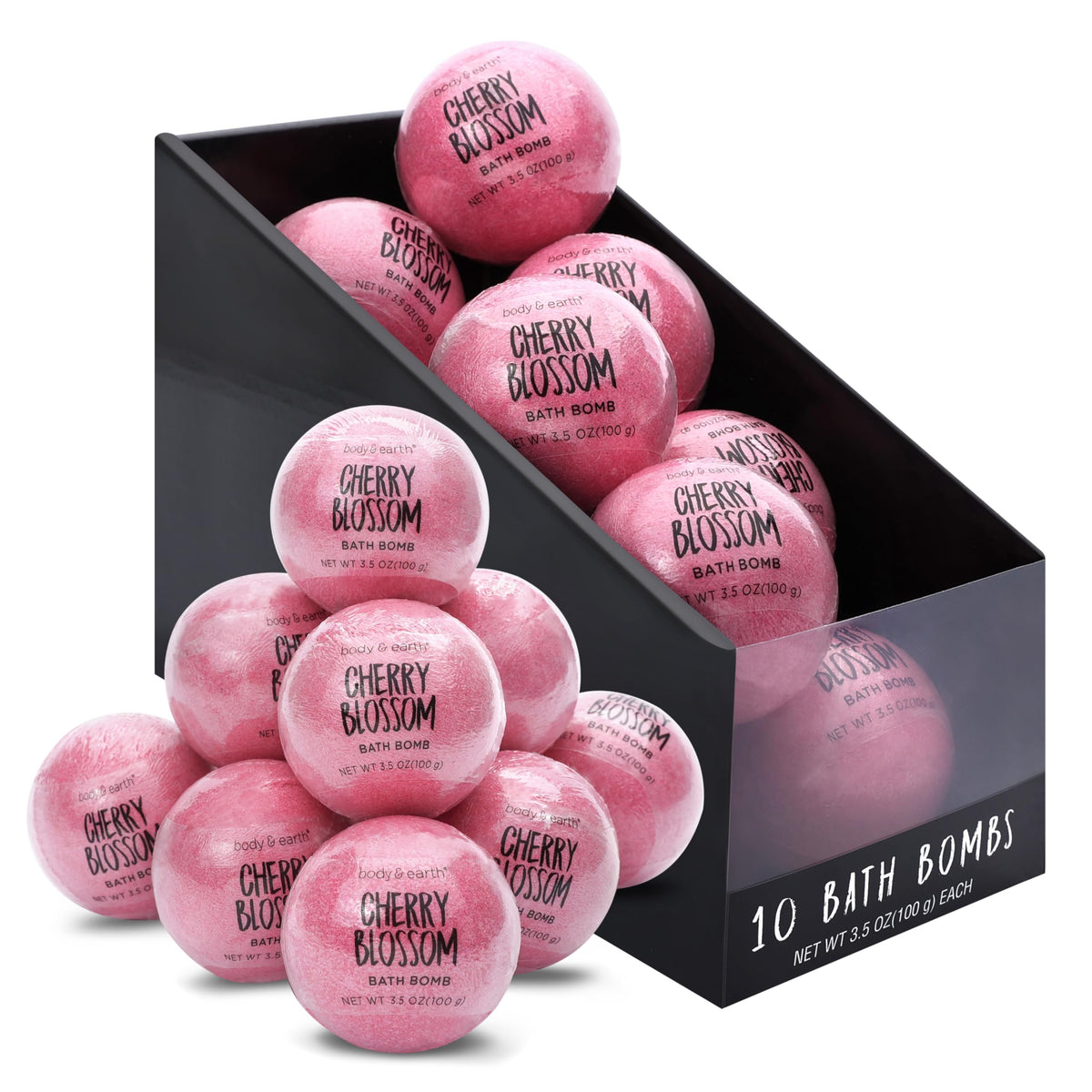 Body & Earth Gift Set featuring Cherry Blossom bath bombs for a relaxing home spa.