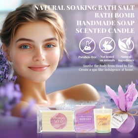 BODY & EARTH lavender bath salts for a soothing, aromatic soak.
