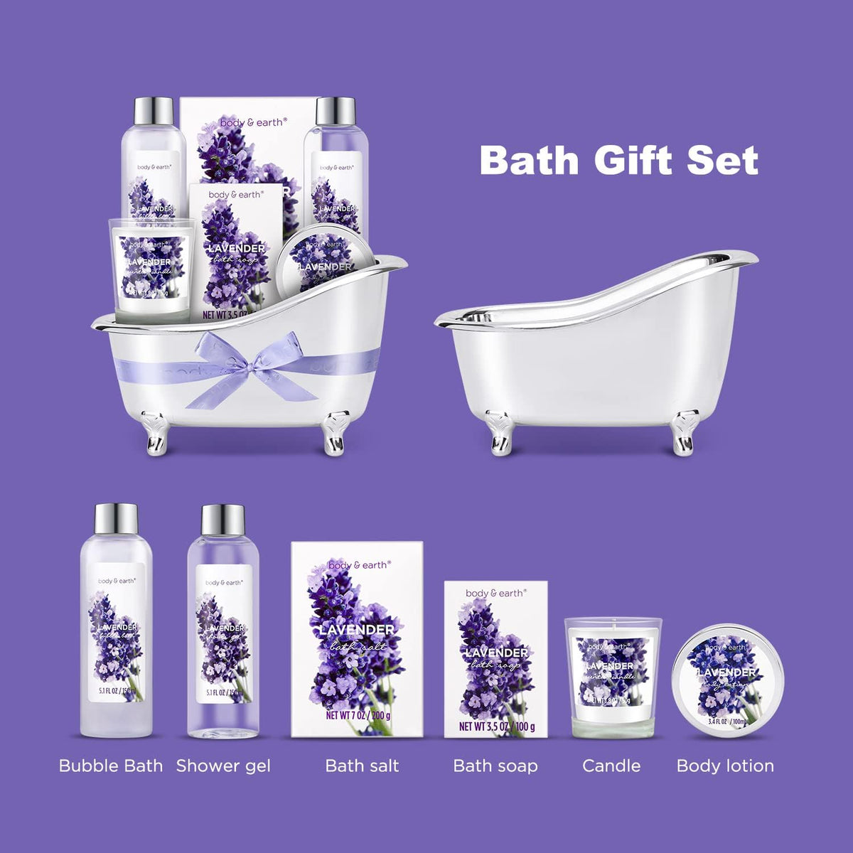 Body & Earth Lavender Bubble Bath creates silky foam for a spa-like soak