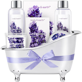 Body & Earth Lavender Gift Basket offering a calming bath ritual and indulgent skincare moment