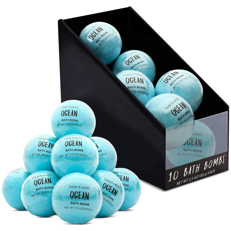 Body & Earth Ocean Bath Bombs packaging, ready-to-gift home spa experience.