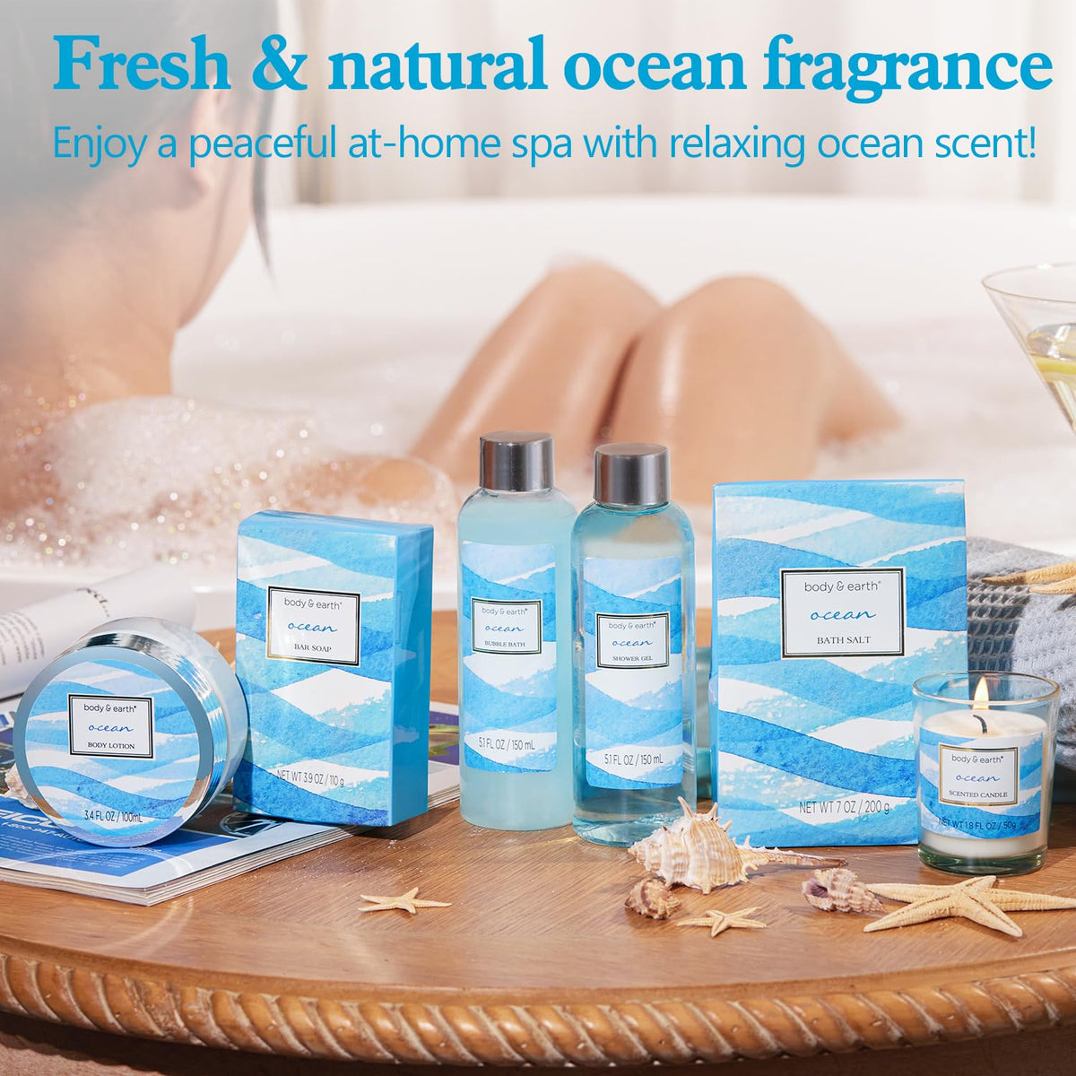 BODY & EARTH Ocean Gift Basket bar soap for a fresh cleanse