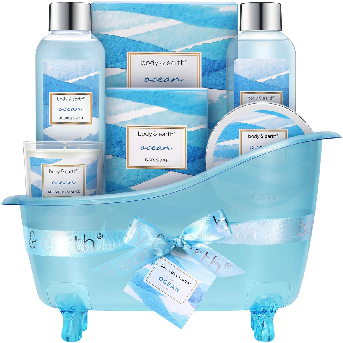BODY & EARTH Ocean Gift Basket shower gel bottle for refreshing cleansing and nourished skin