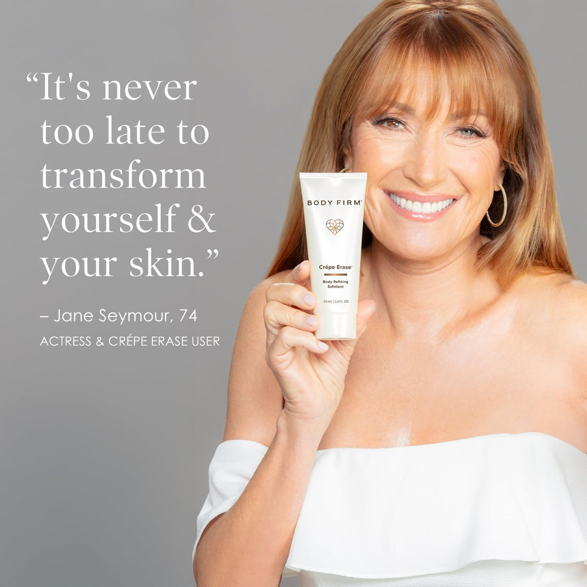 BODY FIRM Crepe Erase brand story visual conveys premium self-care