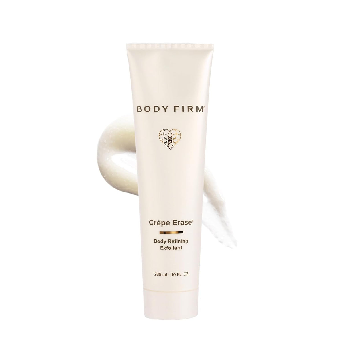 BODY FIRM Crepe Erase exfoliant bottle shows gentle prep for smoother skin