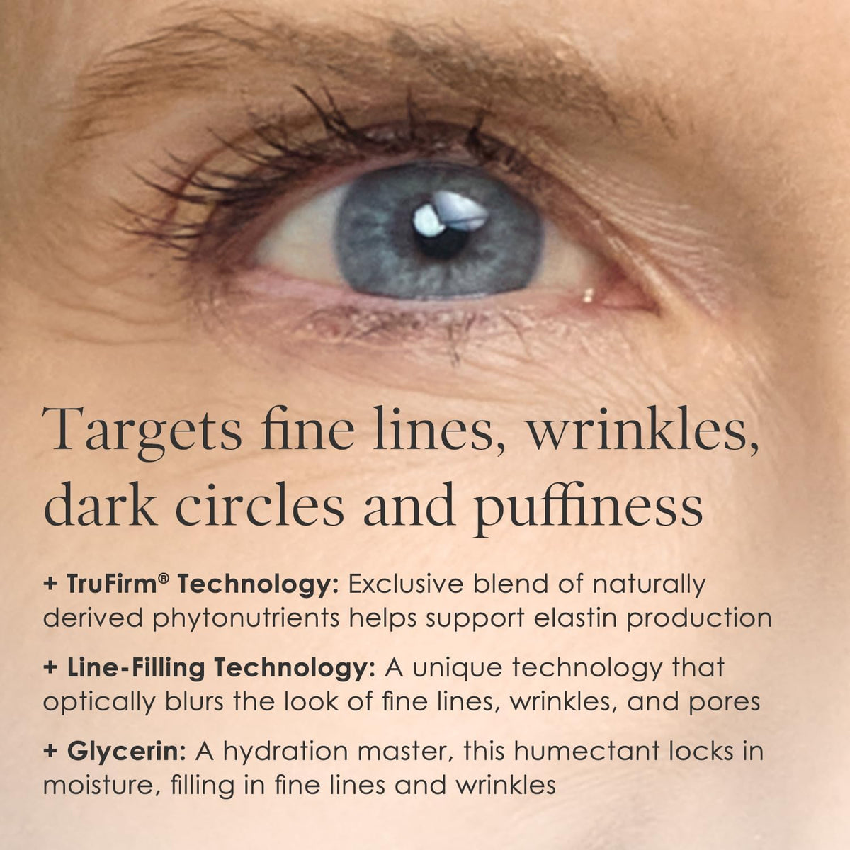 Body Firm Crepe Erase Flaw-Fix Eye Cream applying under-eye area for puffiness
