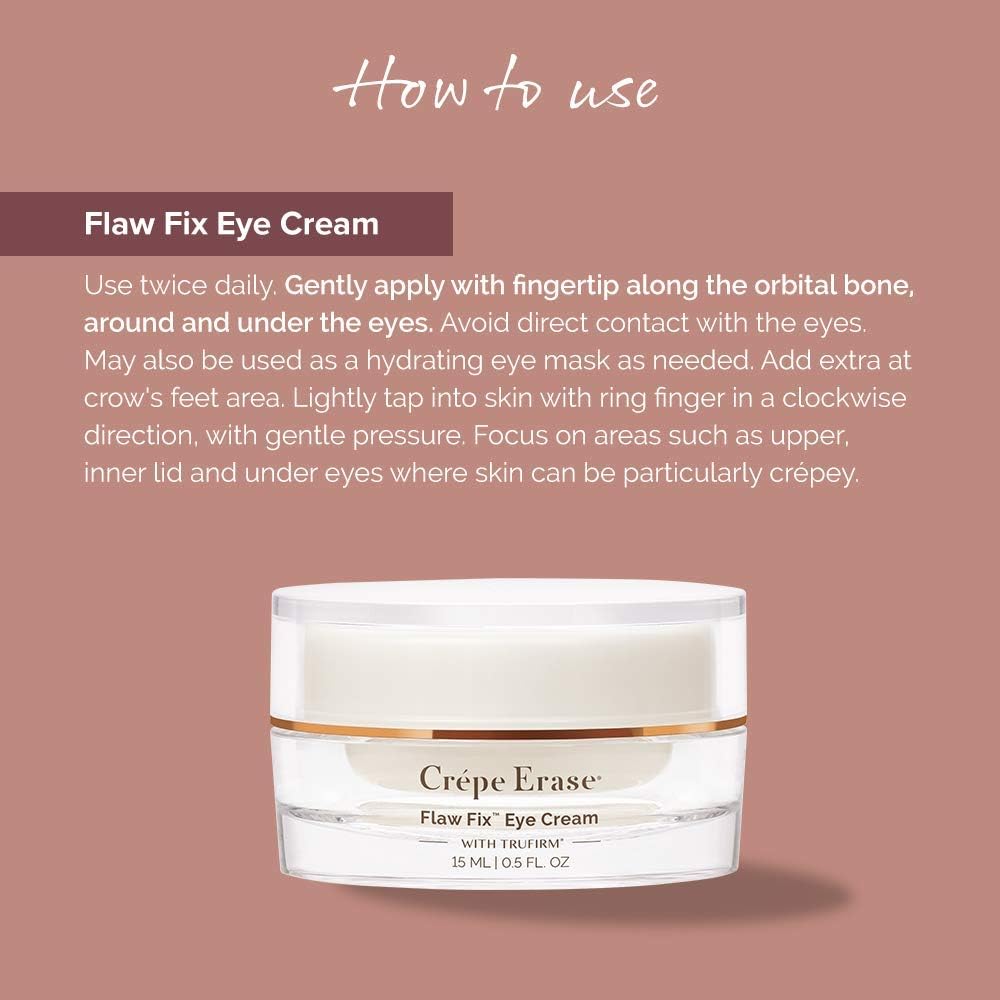 Body Firm Crepe Erase Flaw-Fix Eye Cream packaging on vanity shelf