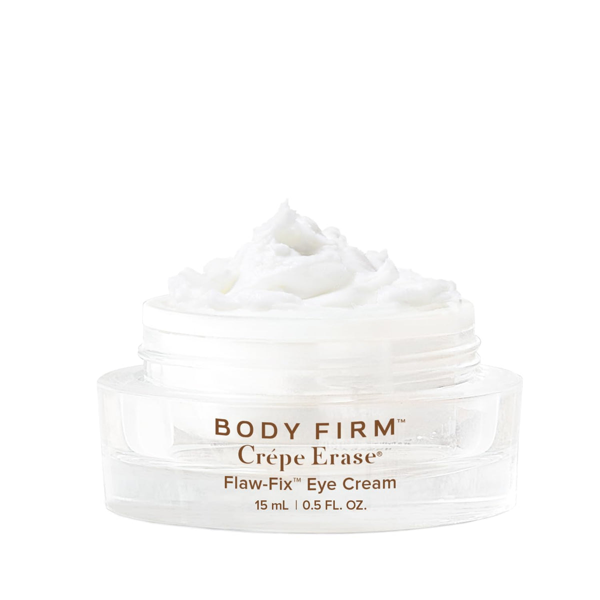 BODY FIRM Crepe Erase Flaw-Fix Eye Cream texture close-up shows feather-light formula for smooth under-eye skin