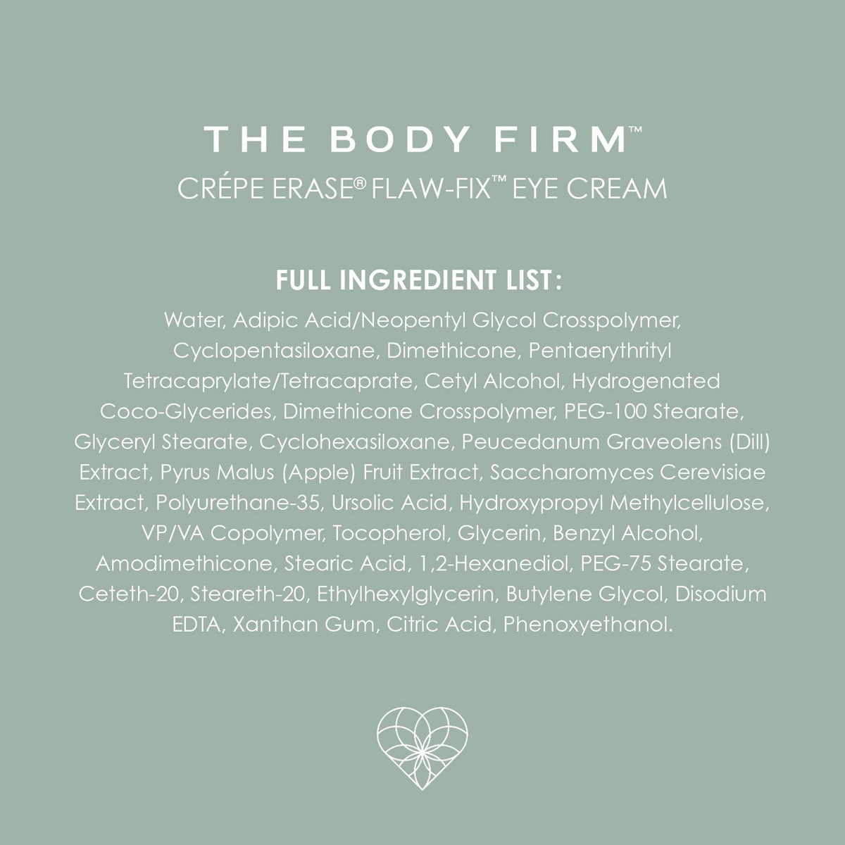 Body Firm Crepe Erase Flaw-Fix Eye Cream TruFirm Complex supports elastin for firmness