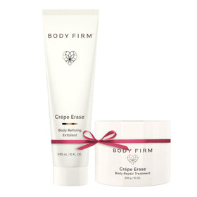 Body Firm Crépe Erase pre-treatment exfoliates for smoother texture.