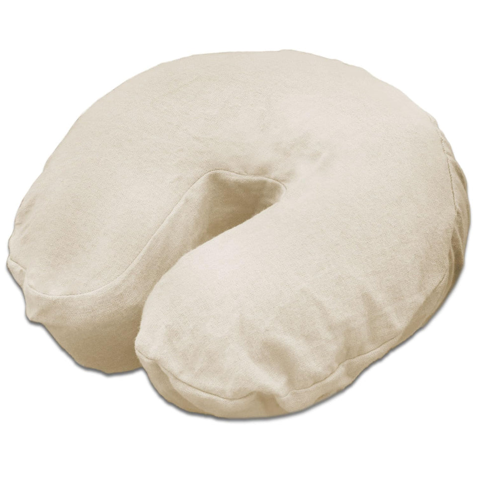 Body Linen Comfort Flannel Face Rest Cover on a massage table for client comfort